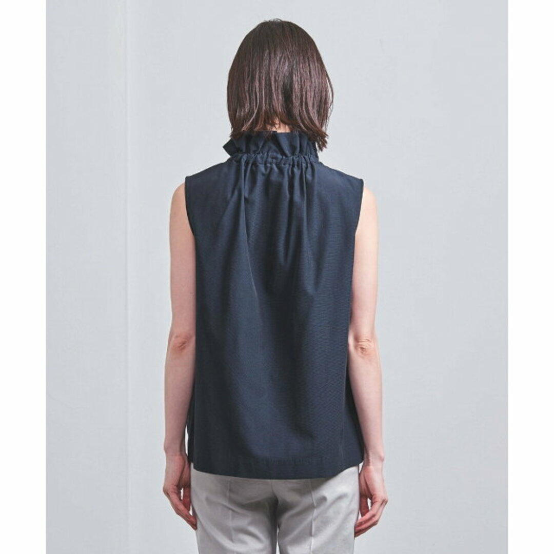 UNITED ARROWS(ユナイテッドアローズ)の【NAVY】ギャザー フリル リボン ノースリーブ ブラウス レディースのトップス(シャツ/ブラウス(長袖/七分))の商品写真