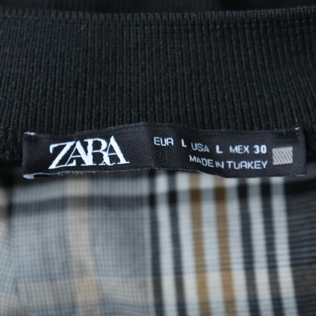 ZARA(ザラ)のザラ 長袖シャツ トップス チェック柄 コンビ ロング丈 レディース Lサイズ ブラック ブラウン ZARA レディースのトップス(シャツ/ブラウス(長袖/七分))の商品写真