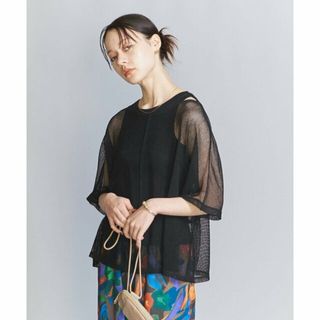 ビューティアンドユースユナイテッドアローズ(BEAUTY&YOUTH UNITED ARROWS)の【BLACK】ポリエステルメッシュ ボートネック プルオーバー(カットソー(長袖/七分))