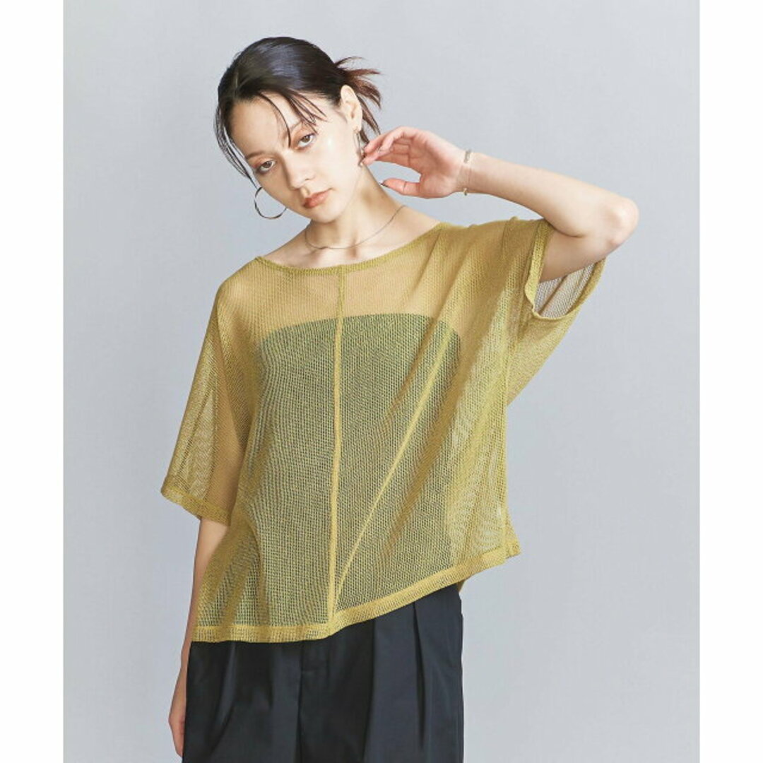 BEAUTY&YOUTH UNITED ARROWS(ビューティアンドユースユナイテッドアローズ)の【MUSTARD】ポリエステルメッシュ ボートネック プルオーバー レディースのトップス(カットソー(長袖/七分))の商品写真