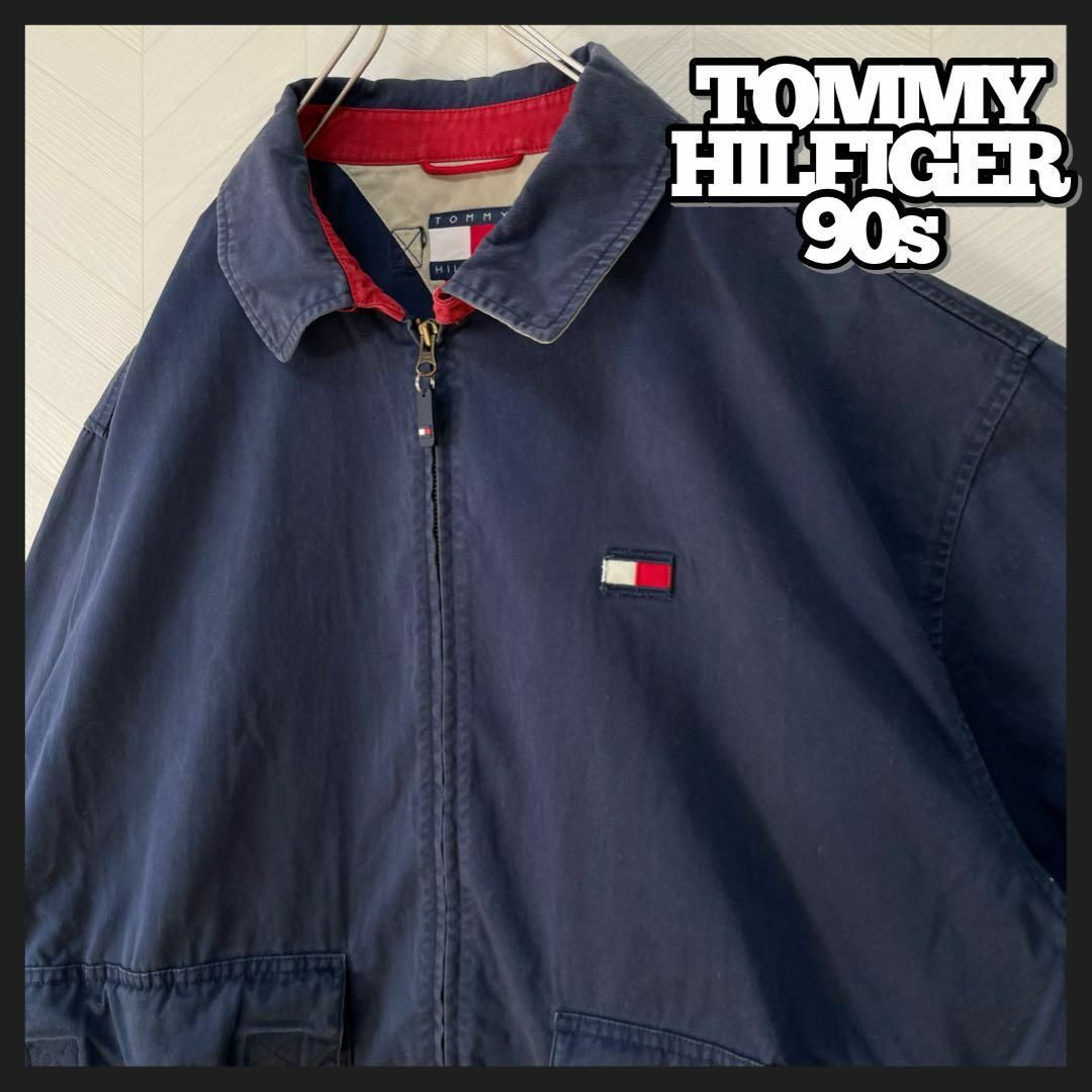 TOMMY HILFIGER(トミーヒルフィガー)の希少 90s トミー ヒルフィガー スウィングトップ オーバーサイズ XL 紺 メンズのジャケット/アウター(ブルゾン)の商品写真