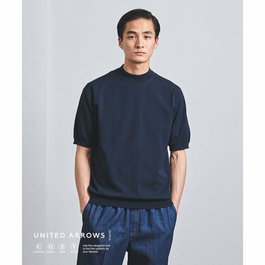 UNITED ARROWS(ユナイテッドアローズ)の【NAVY】コットン/ポリエステル モックネック Tシャツ COZY -ウォッシャブル- その他のその他(その他)の商品写真