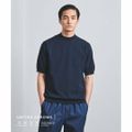 【NAVY】コットン/ポリエステル モックネック Tシャツ COZY -ウォッシ