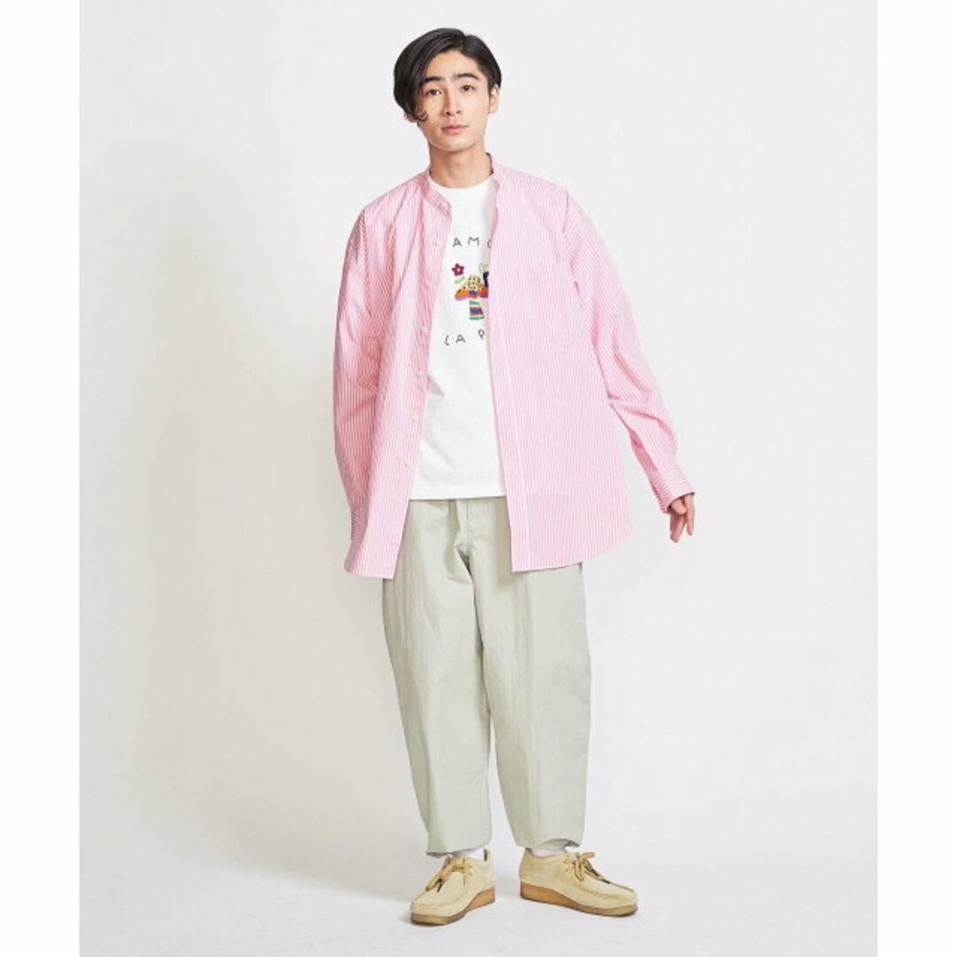 BEAUTY&YOUTH UNITED ARROWS(ビューティアンドユースユナイテッドアローズ)の【LT.PINK】【L】<info. BEAUTY&YOUTH> ブロードストライプ バンドカラー グランパシャツ メンズのトップス(シャツ)の商品写真