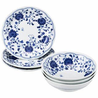 【在庫処分】金正陶器(Kaneshotouki) すぬうぴい 藍唐草 皿鉢三揃 (テーブル用品)