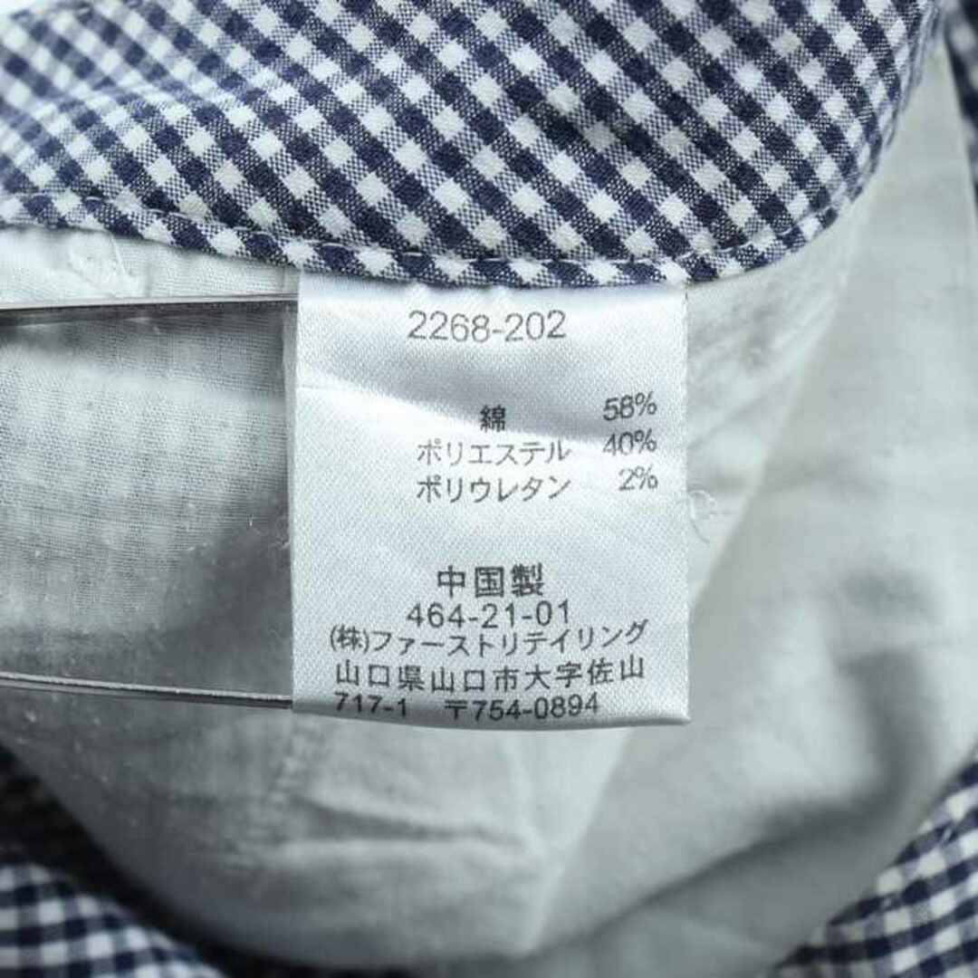 UNIQLO(ユニクロ)のユニクロ パンツ ストレート チェック柄 ベルトループ レディース 66サイズ ホワイト ネイビー UNIQLO レディースのパンツ(その他)の商品写真