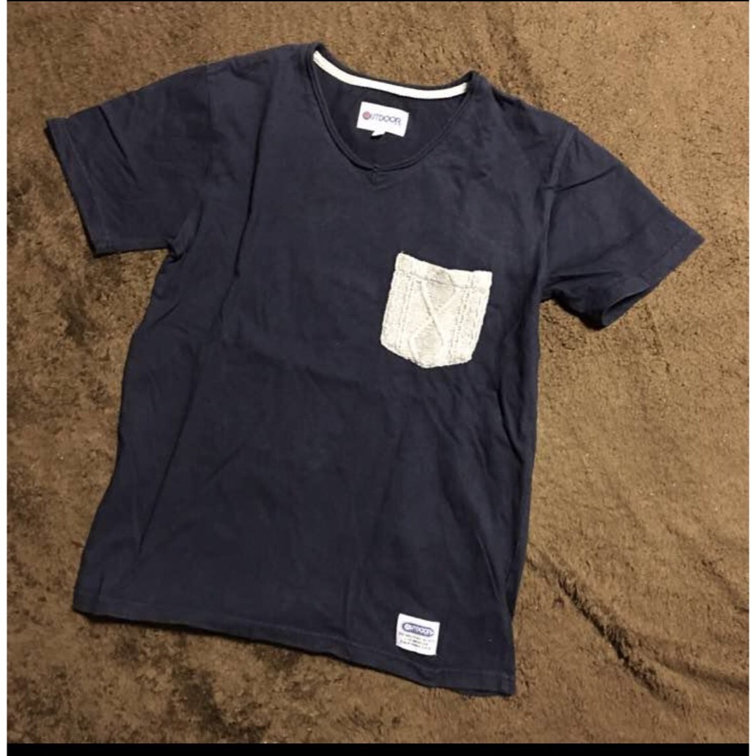 OUTDOOR(アウトドア)のoutdoor デザイン Tシャツ★アウトドア ネイビー 紺 ナチュラル メンズのトップス(Tシャツ/カットソー(半袖/袖なし))の商品写真