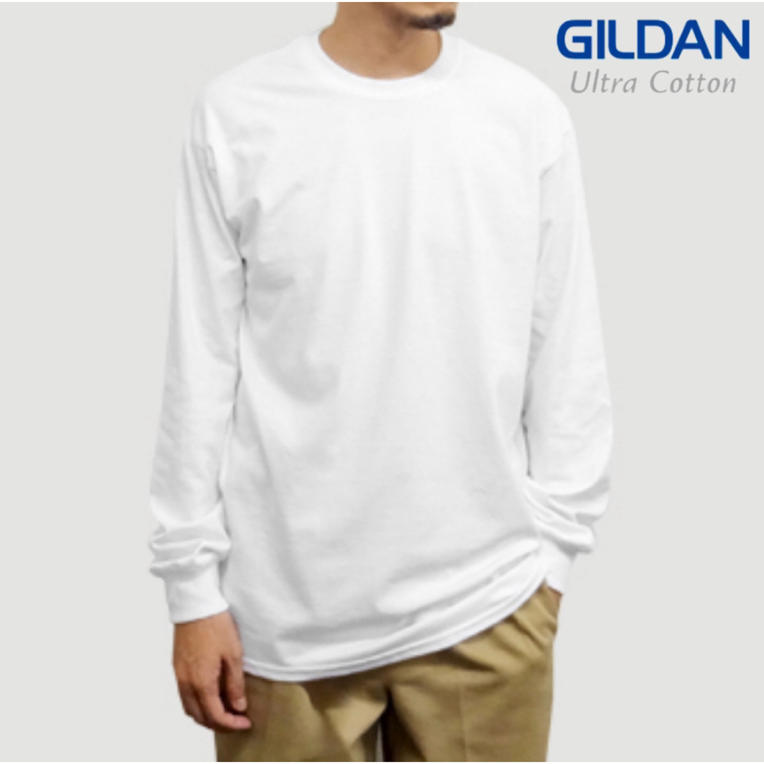 GILDAN(ギルタン)のGILDAN ギルダン 6ozウルトラコットン 無地 長袖Tシャツ　ホワイト　L メンズのトップス(Tシャツ/カットソー(七分/長袖))の商品写真