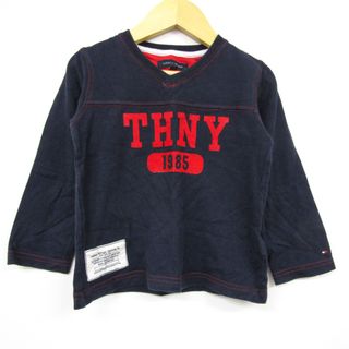 トミーヒルフィガー(TOMMY HILFIGER)のトミーヒルフィガー 長袖Tシャツ Vネック ロゴT キッズ 男の子用 4サイズ ネイビー TOMMY HILFIGER(Tシャツ/カットソー)