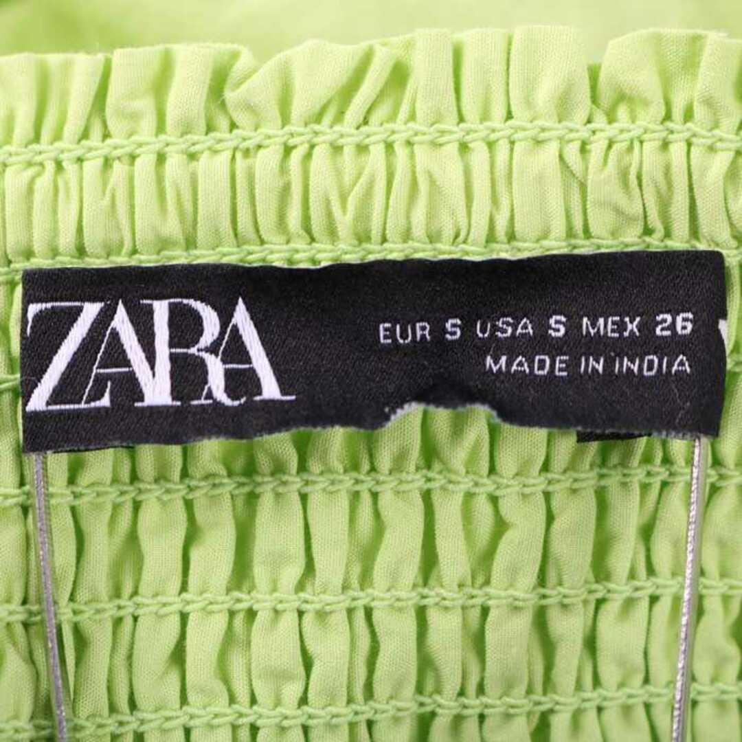 ZARA(ザラ)のザラ ワイドパンツ ハイウエスト 刺繍レース コットン100％ ボトムス レディース USA Sサイズ グリーン系 ZARA レディースのパンツ(その他)の商品写真