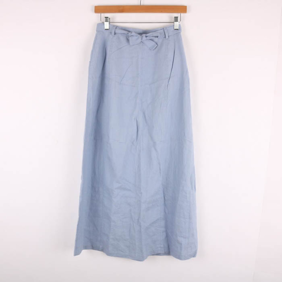 LAURA ASHLEY(ローラアシュレイ)のローラアシュレイ ラップスカート ロング丈 リネン100％ ボトムス レディース USA 4サイズ ブルー Laura Ashley レディースのスカート(ロングスカート)の商品写真