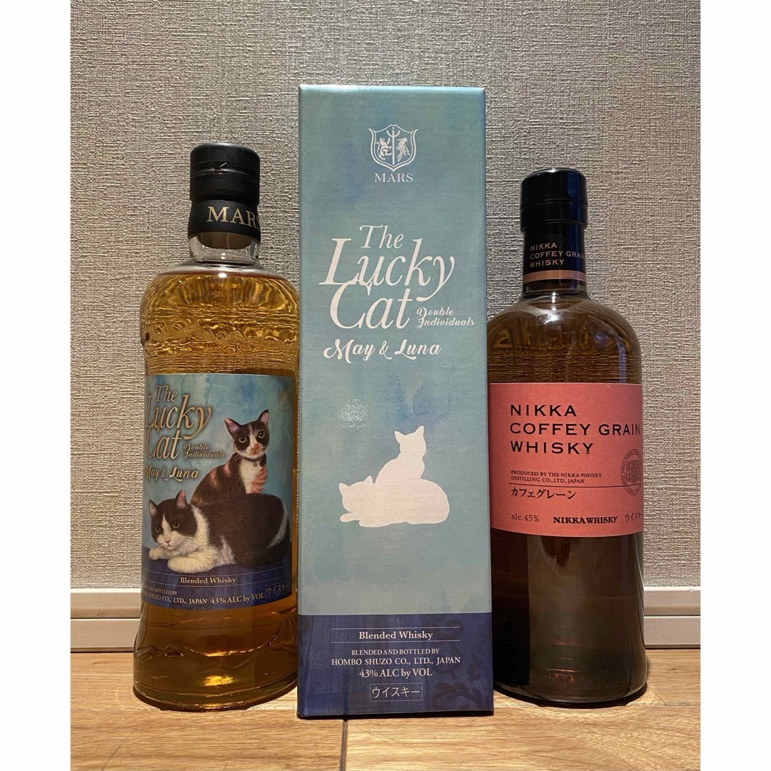 ザ・ラッキーキャット  NIKKA カフェグレーン ウイスキー 2本セット 食品/飲料/酒の酒(ウイスキー)の商品写真