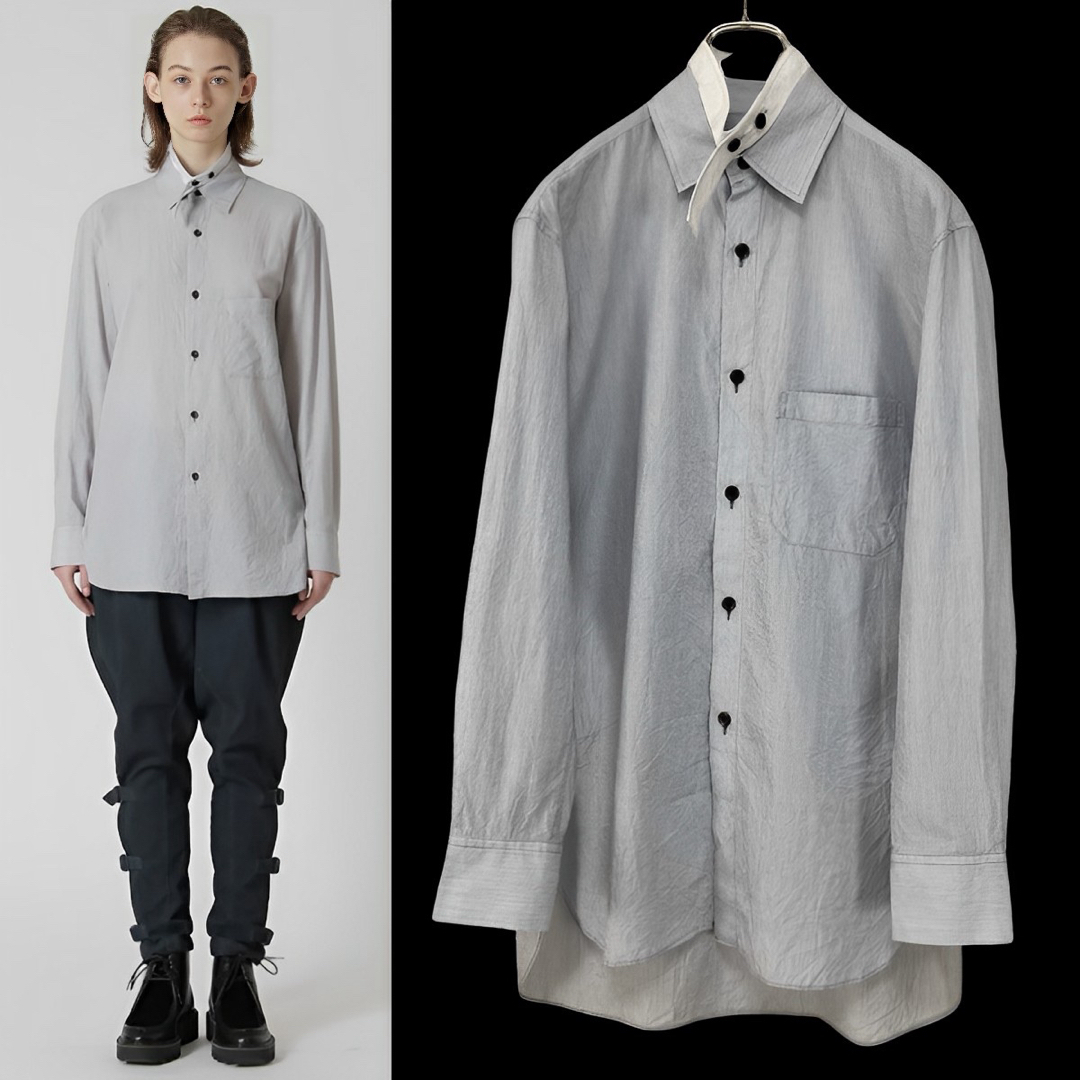 Y's(ワイズ)のY's STRIPED COTTON DOUBLE COLLAR SHIRT 1 レディースのトップス(シャツ/ブラウス(長袖/七分))の商品写真