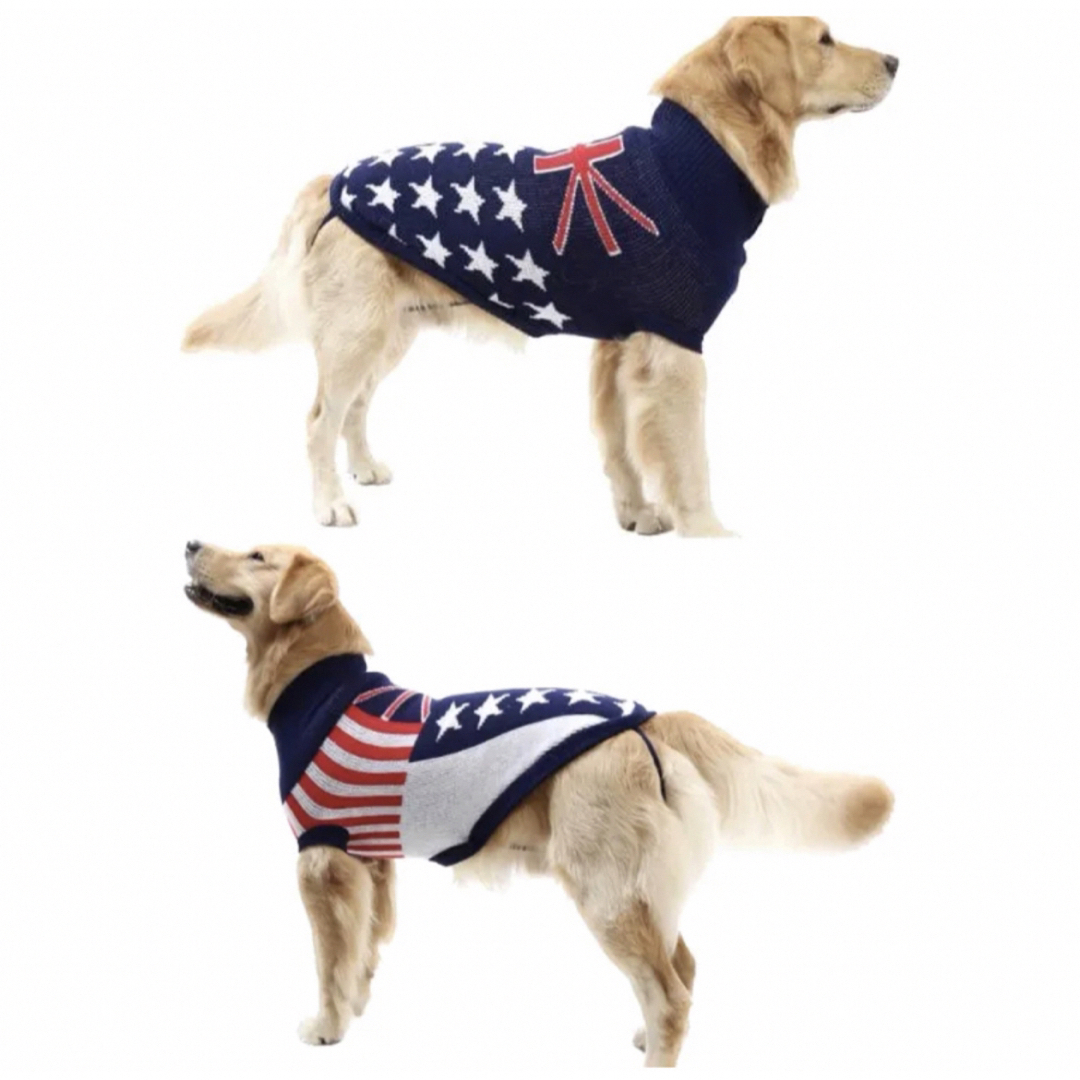 【ペット用】大型犬用 犬服 冬用 ハイネックニット セーター 国旗柄 5XL その他のペット用品(犬)の商品写真