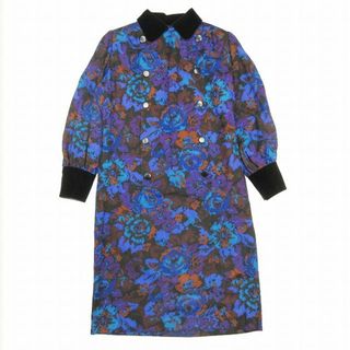 ジバンシィ(GIVENCHY)の美品 80s 90s ジバンシィ ウール マーブル柄 ダブル ワンピース 10(ひざ丈ワンピース)