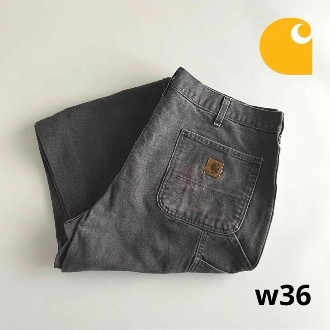 carhartt(カーハート)のcarhartt ペインターパンツ ダックパンツ グレー ブラック 実寸 w36 メンズのパンツ(ペインターパンツ)の商品写真