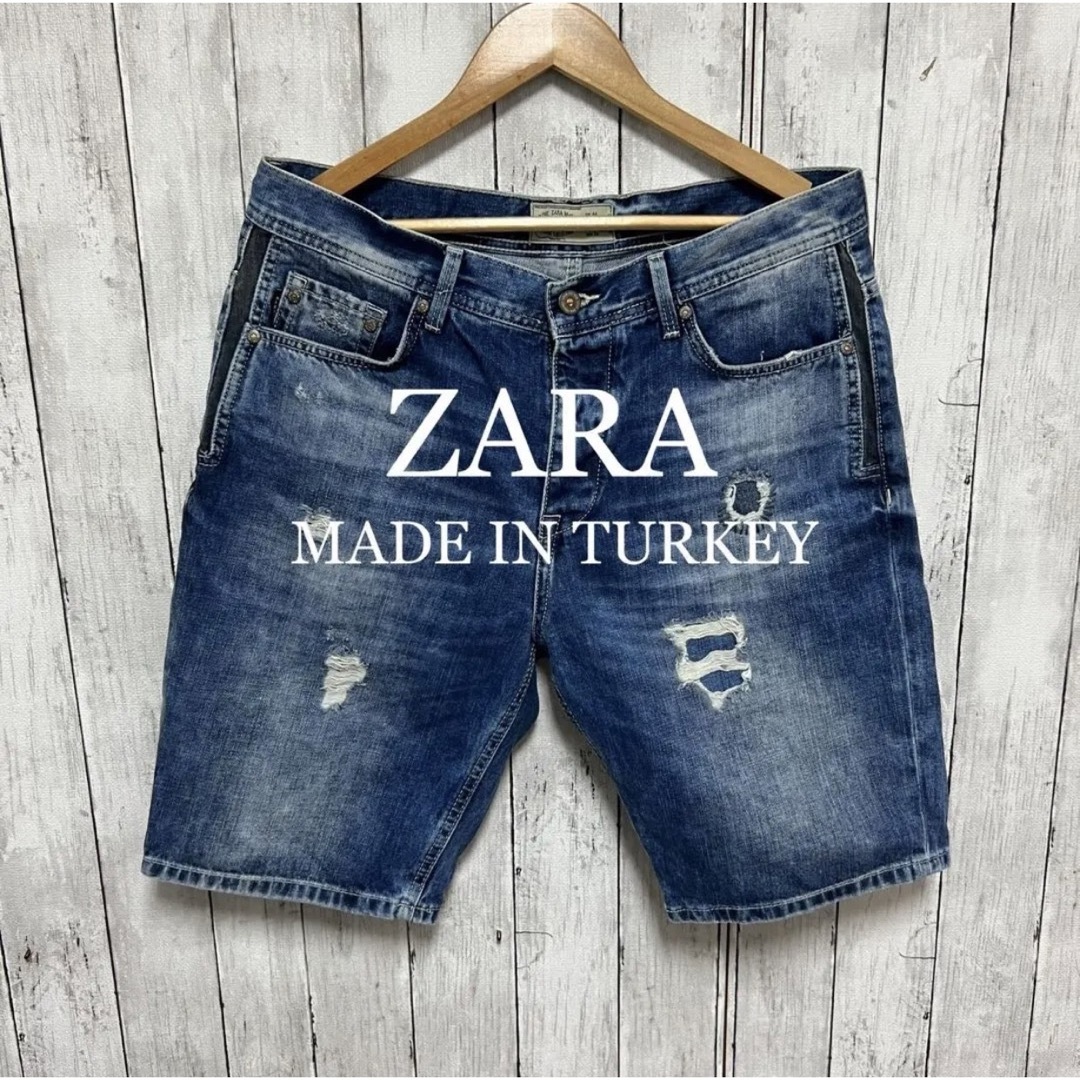 ZARA(ザラ)のZARA ダメージ加工デニムショートパンツ！トルコ製！ メンズのパンツ(デニム/ジーンズ)の商品写真