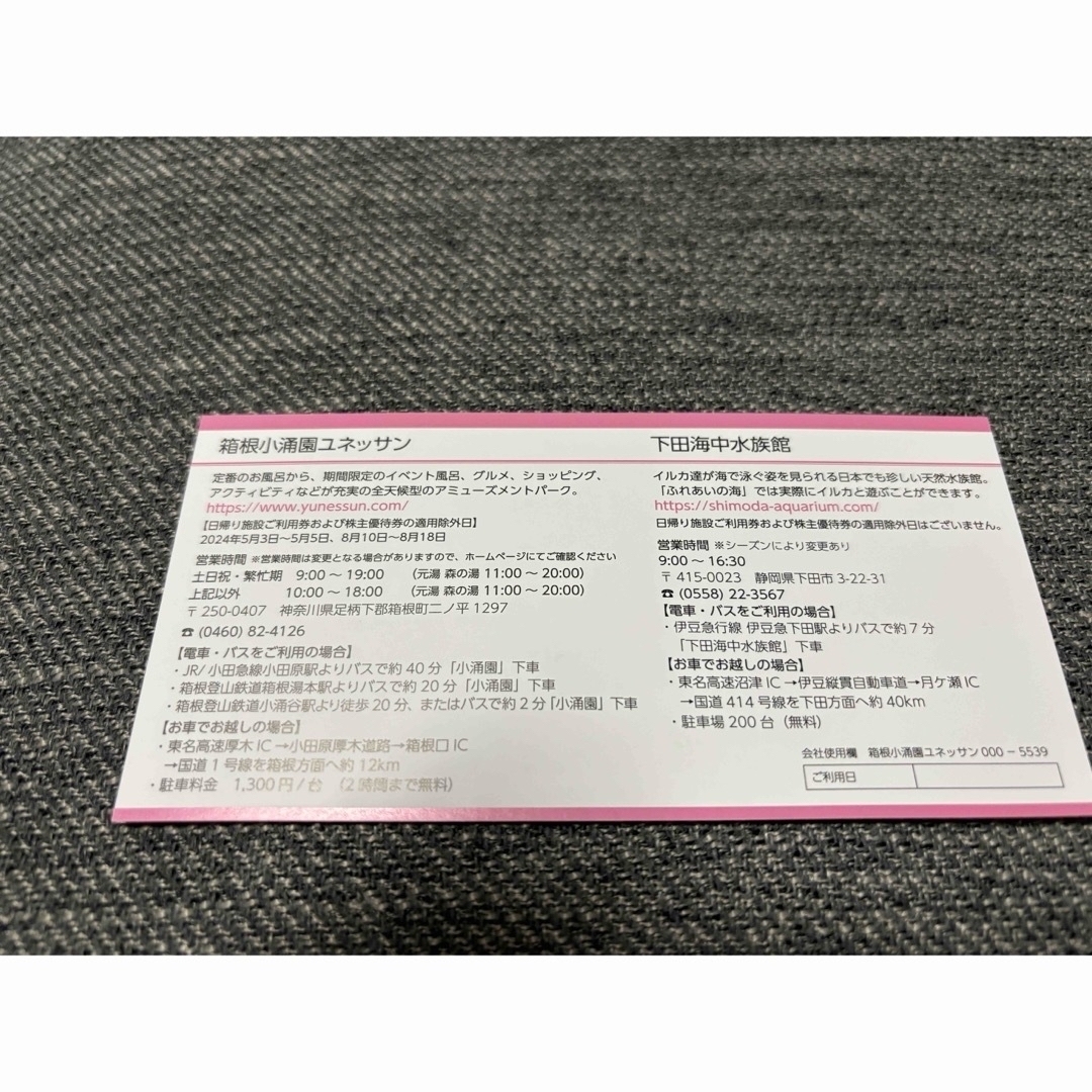 箱根ユネッサン無料券4人分(1万円相当) チケットの施設利用券(遊園地/テーマパーク)の商品写真