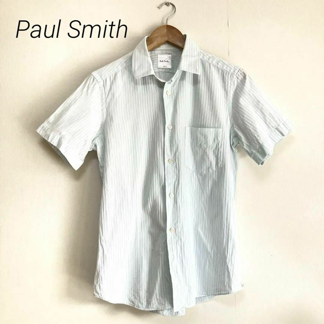 Paul Smith(ポールスミス)の日本製　Paul Smith シャツ　ブラウス　ストライプ　半袖　Mサイズ レディースのトップス(シャツ/ブラウス(半袖/袖なし))の商品写真