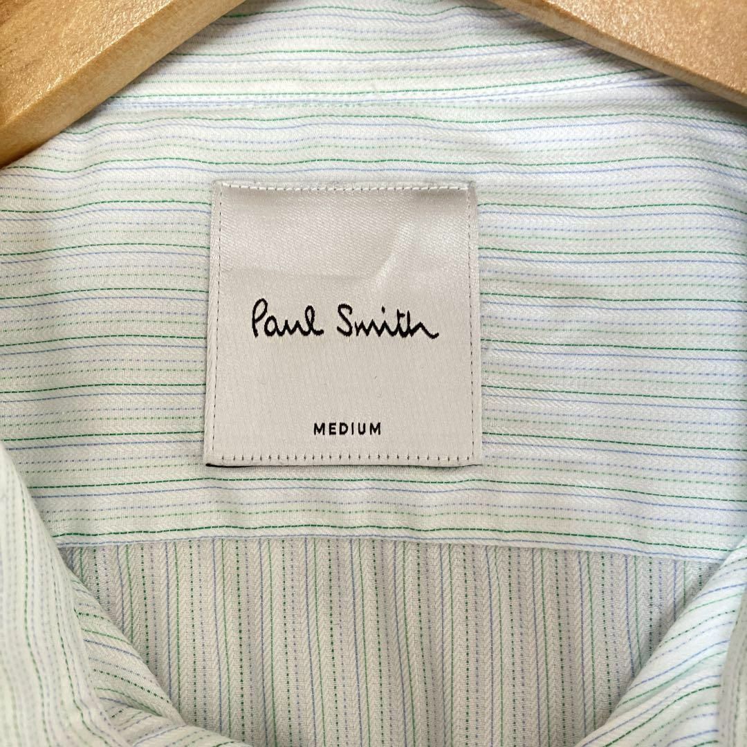 Paul Smith(ポールスミス)の日本製　Paul Smith シャツ　ブラウス　ストライプ　半袖　Mサイズ レディースのトップス(シャツ/ブラウス(半袖/袖なし))の商品写真