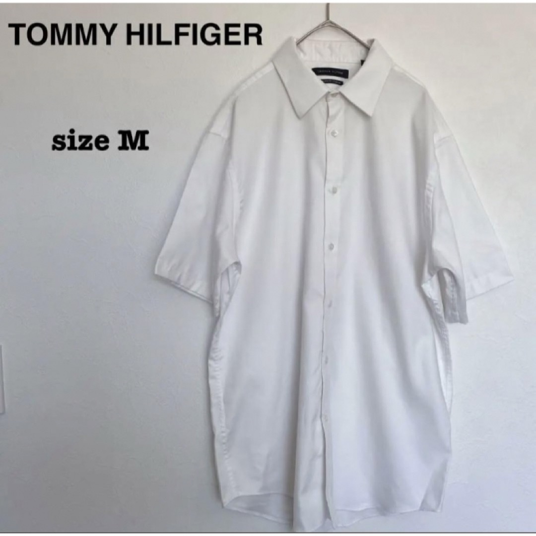 TOMMY HILFIGER(トミーヒルフィガー)の【美品】トミーヒルフィガー　コットン半袖シャツ　メンズ　Mサイズ　匿名配送 メンズのトップス(シャツ)の商品写真