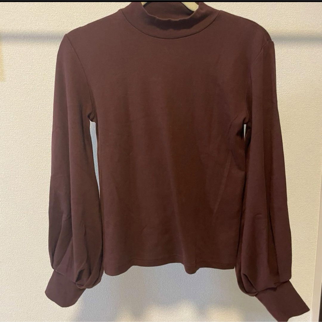 SLY(スライ)のsly スライ ボリューム袖 バルーン袖 カットソー茶色　長袖Tシャツ  レディースのトップス(カットソー(長袖/七分))の商品写真
