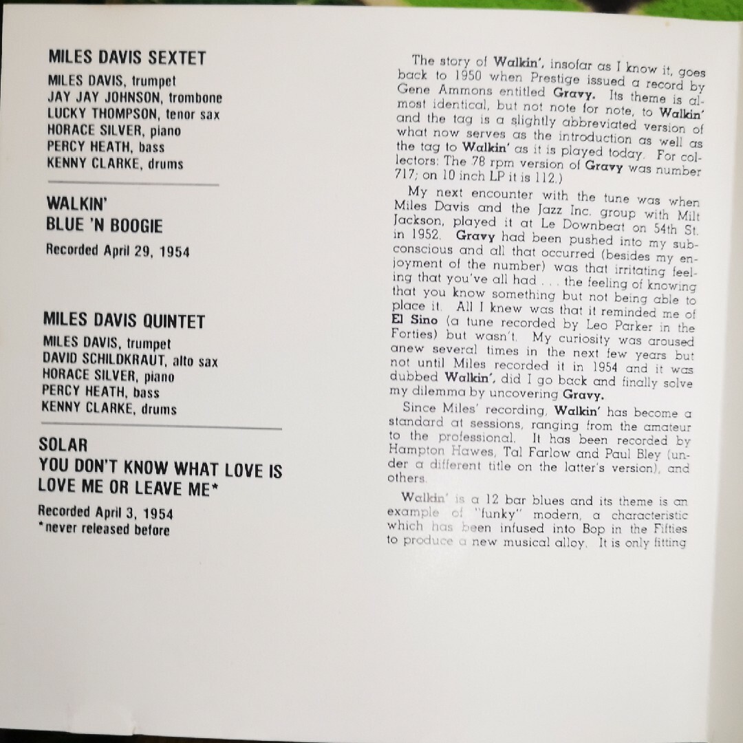 マイルス・デイヴィス/ウォーキン Miles Davis エンタメ/ホビーのCD(ジャズ)の商品写真