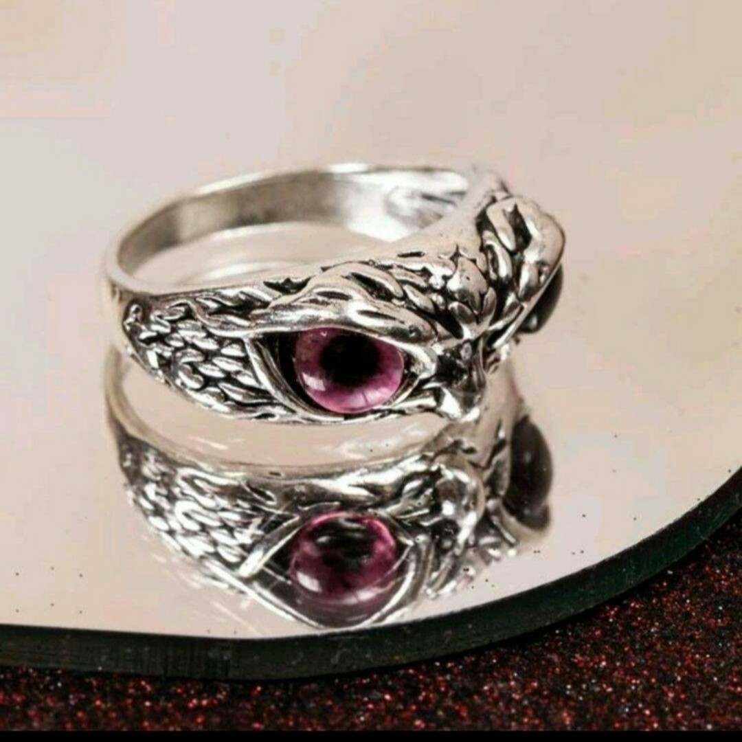 ‪☆2169 フクロウ リング シルバー 指輪 鳥 梟 アニマル 18号 ピンク メンズのアクセサリー(リング(指輪))の商品写真