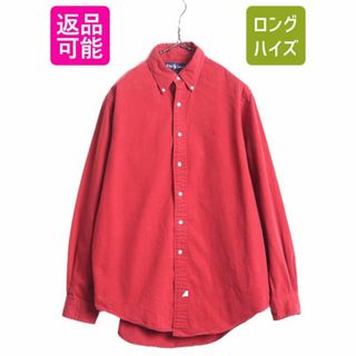 ラルフローレン(Ralph Lauren)の90s ラルフローレン ボタンダウン シャツ メンズ L 古着 POLO 90年代 ポロ オールド 長袖シャツ ワンポイント コットン ポニー刺繍 レッド(シャツ)