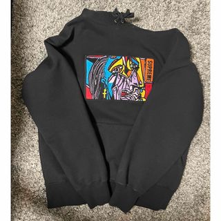 シュプリーム  17SS  Champion Hooded Sweatshirt ロゴプリントプルオーバーパーカー メンズ L