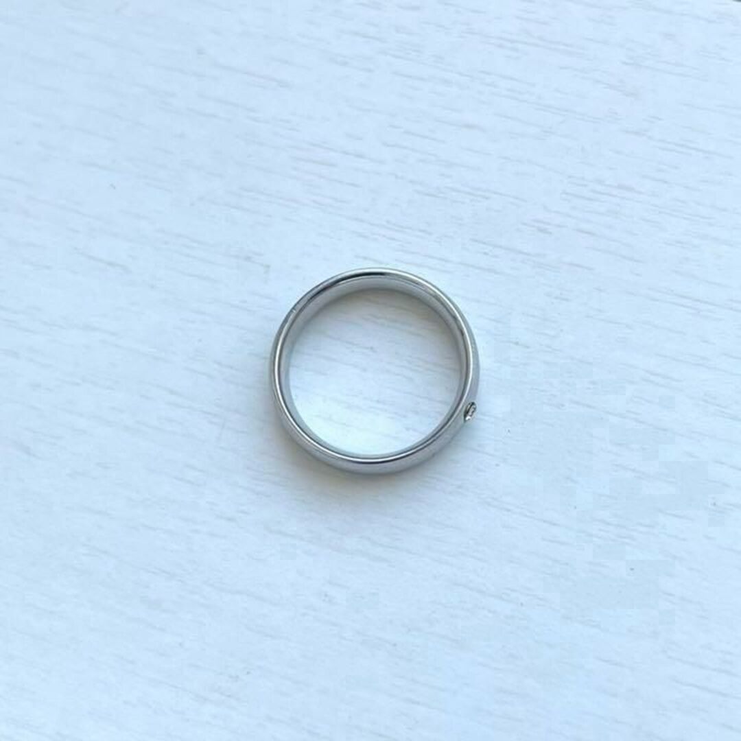 アレルギー対応！ステンレス製4mmCZペアリング　指輪　ピンキーリング レディースのアクセサリー(リング(指輪))の商品写真