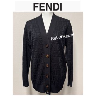 フェンディ(FENDI)の【美品】FENDI カーディガン  ズッカ ブラック 38(カーディガン)