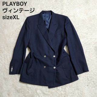 PLAYBOY - ヴィンテージ PLAYBOY 紺ブレ テーラードジャケット ラビット サイズXL