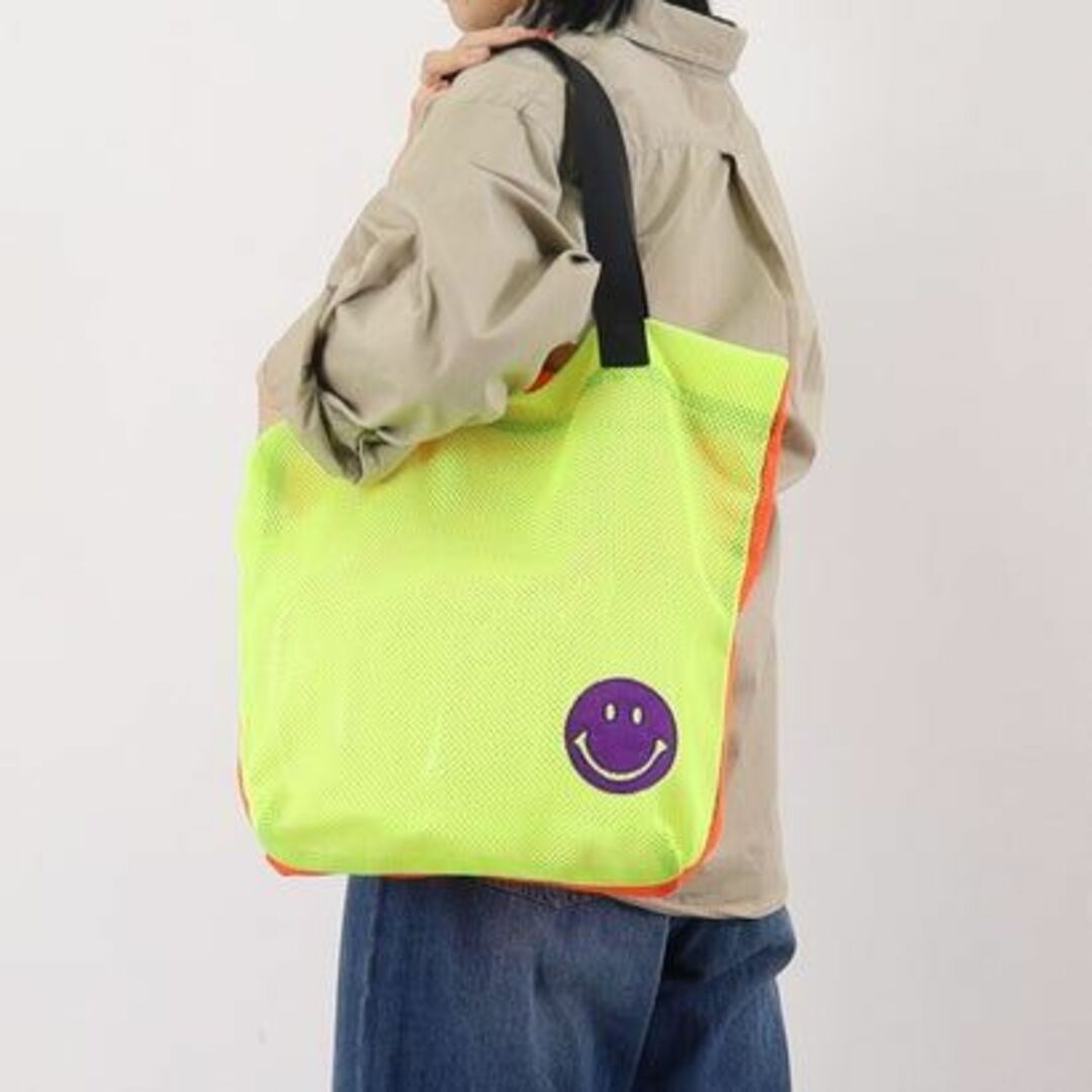 COOCO(クーコ)の❤【 COOCO】SMILEY　ダブルフェイスメッシュ トートバッグ A4対応 レディースのバッグ(トートバッグ)の商品写真