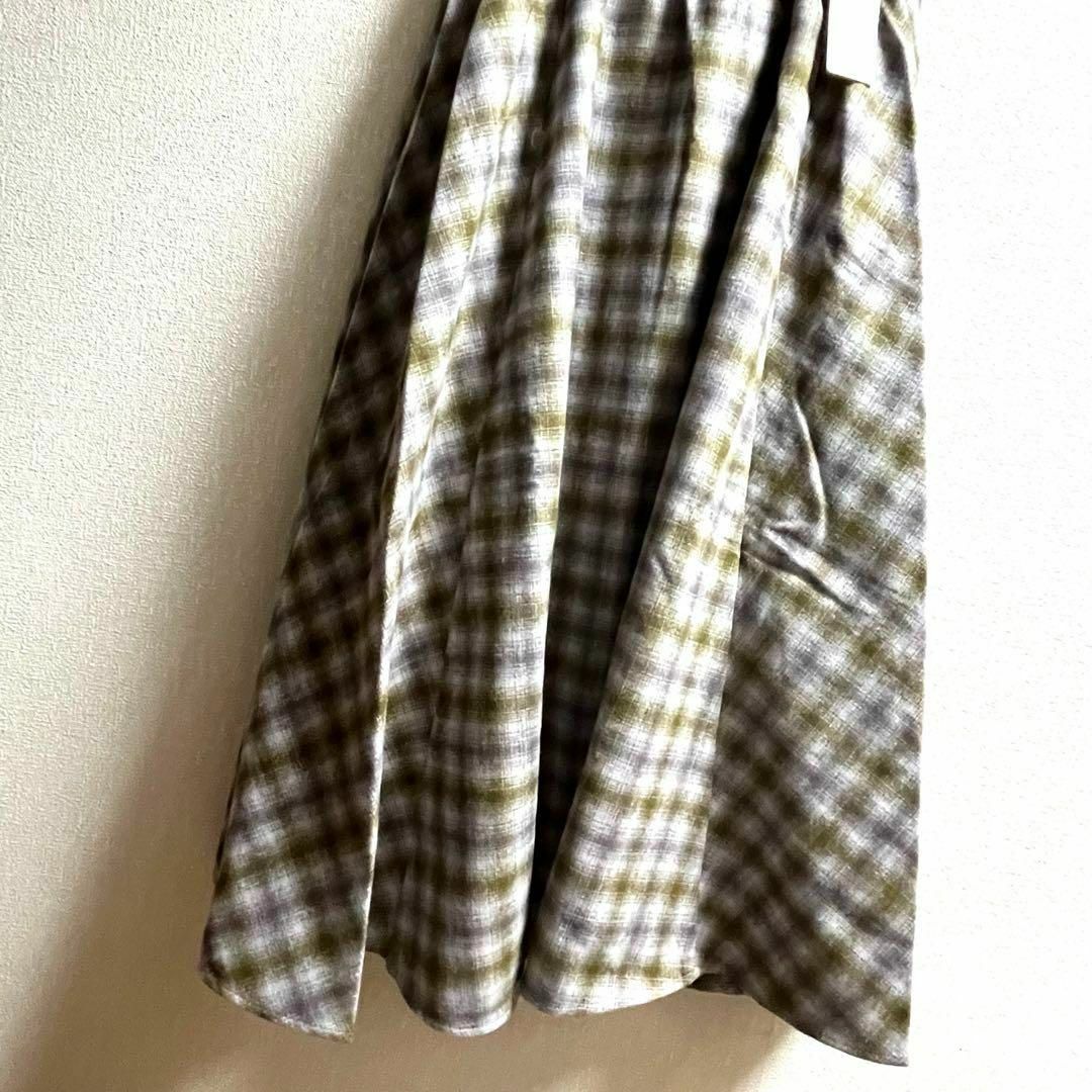 ルノンキュール ロングギャザースカート くすみカラーチェック F フレアスカート レディースのスカート(ロングスカート)の商品写真