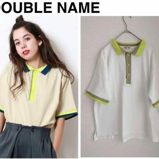 DOUBLE NAME 5分袖ポロ衿配色TEE