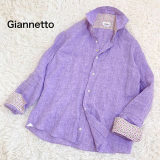 ジャンネット(GIANNETTO)の美品☆ジャンネット リネンシャツ 花柄 VINCI FIT ホリゾンタル(シャツ)