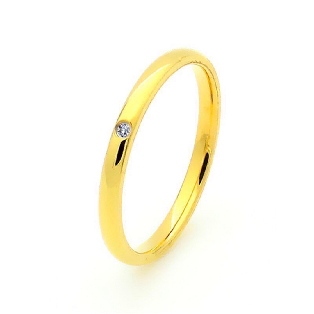 丸一粒リング ステンレスリング ステンレス指輪 ピンキーリング イエローゴールド レディースのアクセサリー(リング(指輪))の商品写真