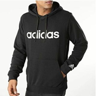 アディダス(adidas)の【新品】アディダス カジュアル フレンチテリー 裏毛 スウェットパーカー 黒 M(パーカー)