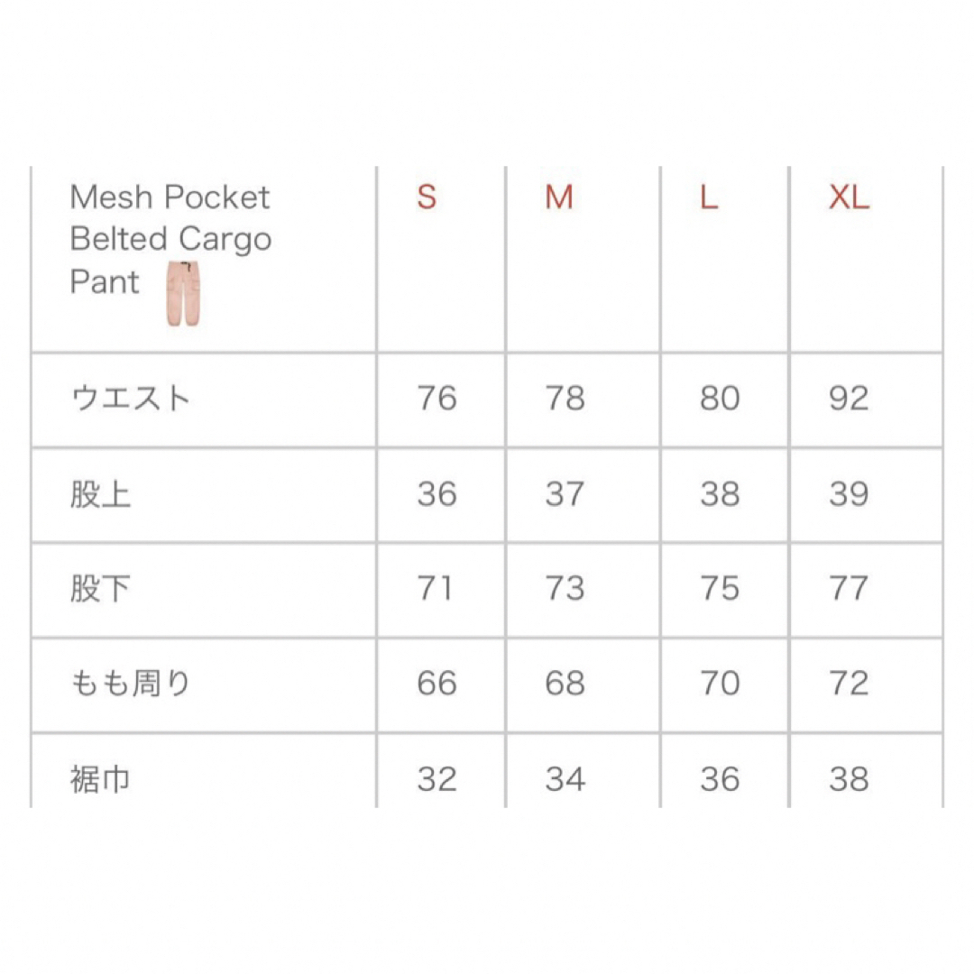 Supreme(シュプリーム)のSupreme Mesh Pocket Belted Cargo Pant S メンズのパンツ(ワークパンツ/カーゴパンツ)の商品写真