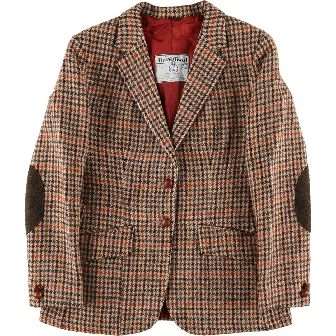 Harris Tweed(ハリスツイード)の古着 ~90年代 ハリスツイード Harris Tweed ガンクラブチェック エルボーパッチ付き ウール テーラードジャケット レディースS ヴィンテージ /eaa423677 レディースのジャケット/アウター(テーラードジャケット)の商品写真