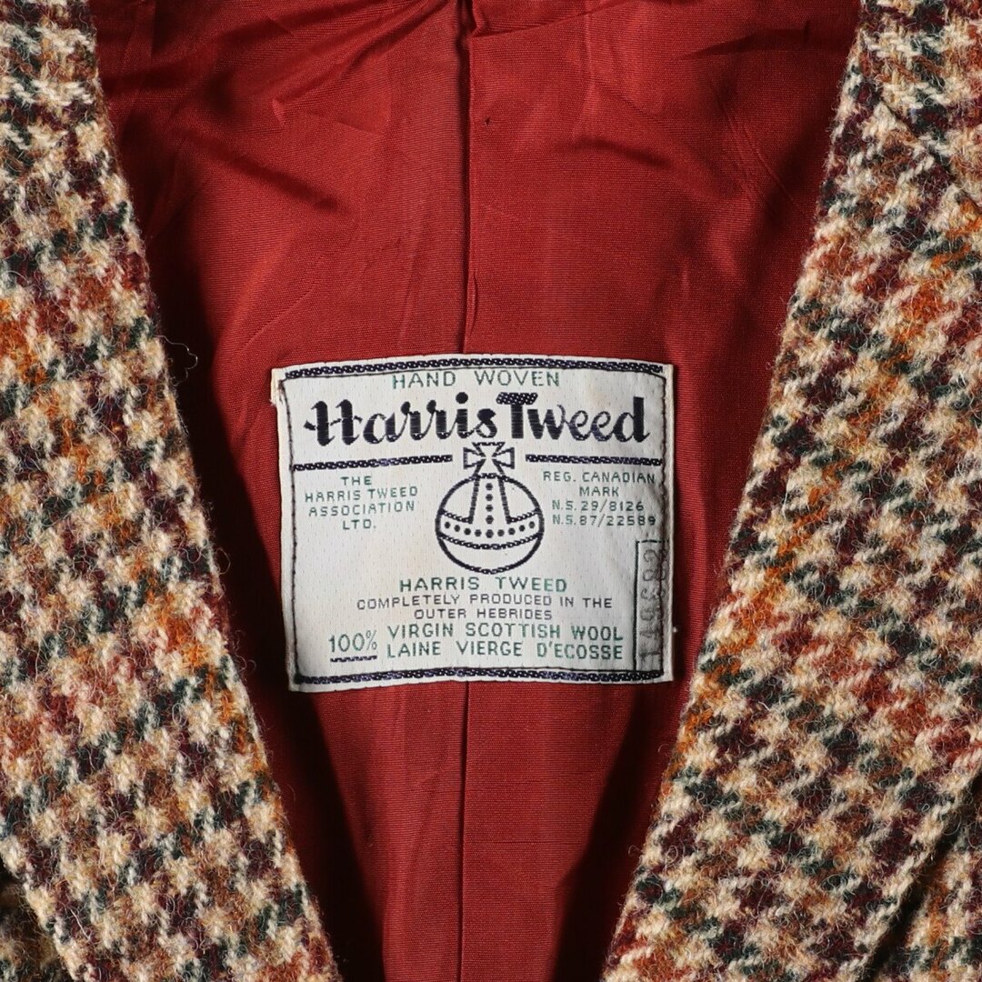 Harris Tweed(ハリスツイード)の古着 ~90年代 ハリスツイード Harris Tweed ガンクラブチェック エルボーパッチ付き ウール テーラードジャケット レディースS ヴィンテージ /eaa423677 レディースのジャケット/アウター(テーラードジャケット)の商品写真