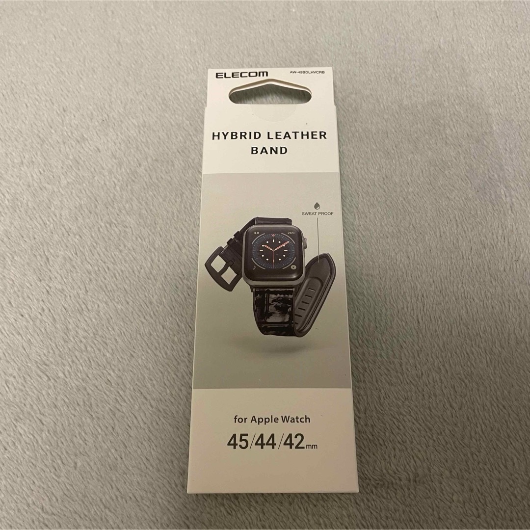 ELECOM(エレコム)の【新品】 apple watch バンド ベルト レザー クロコ ブラック メンズの時計(レザーベルト)の商品写真