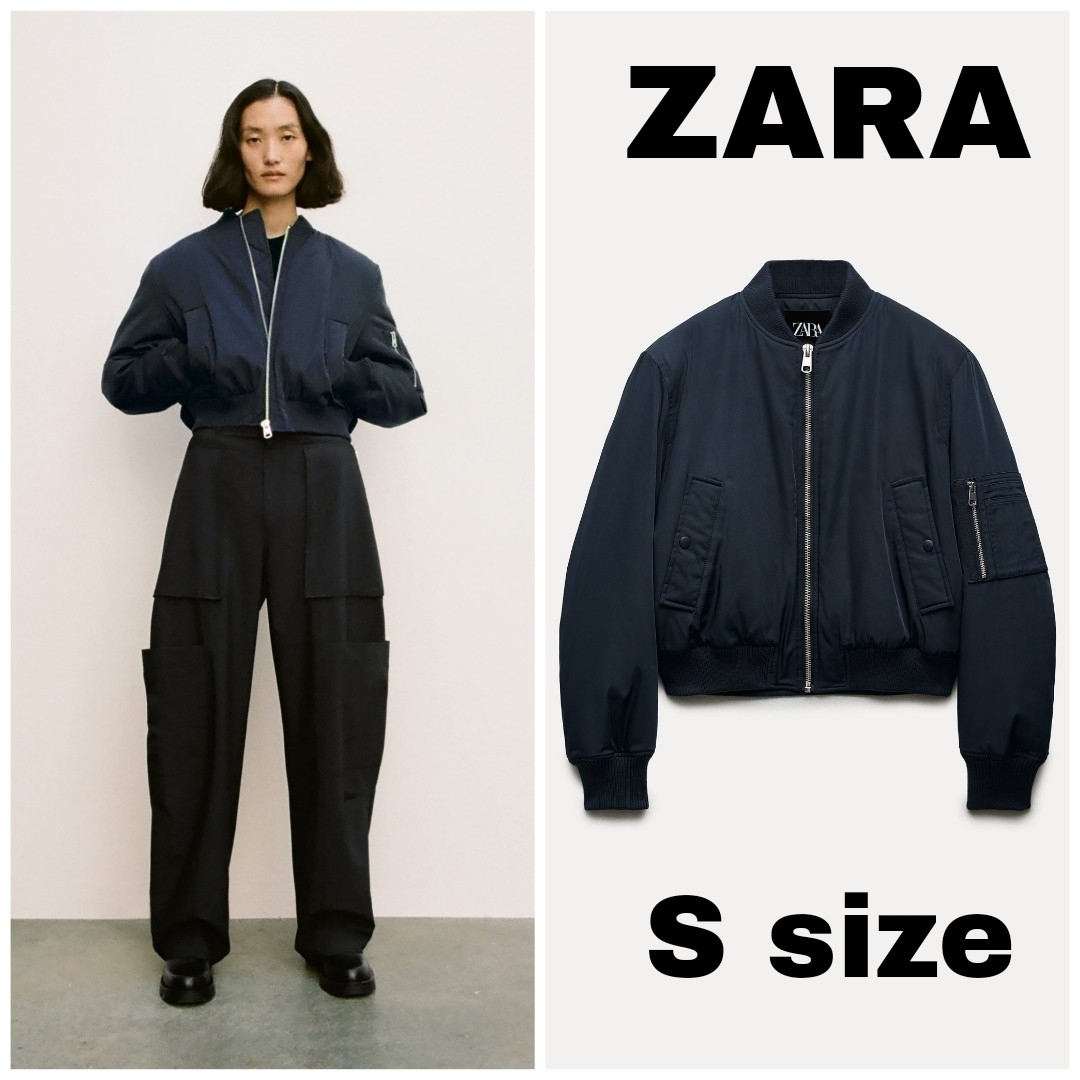 ZARA(ザラ)のZARA　ZW COLLECTION ショート ボンバージャケット　Sサイズ レディースのジャケット/アウター(ブルゾン)の商品写真