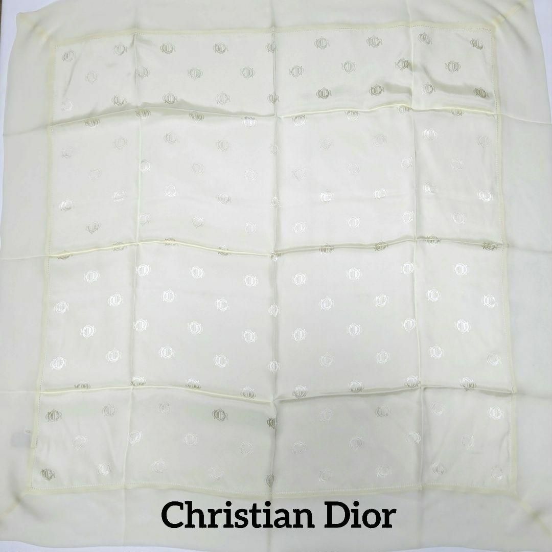 【極美品】Christian Dior スカーフ 87×89 旧ロゴ エンブレム