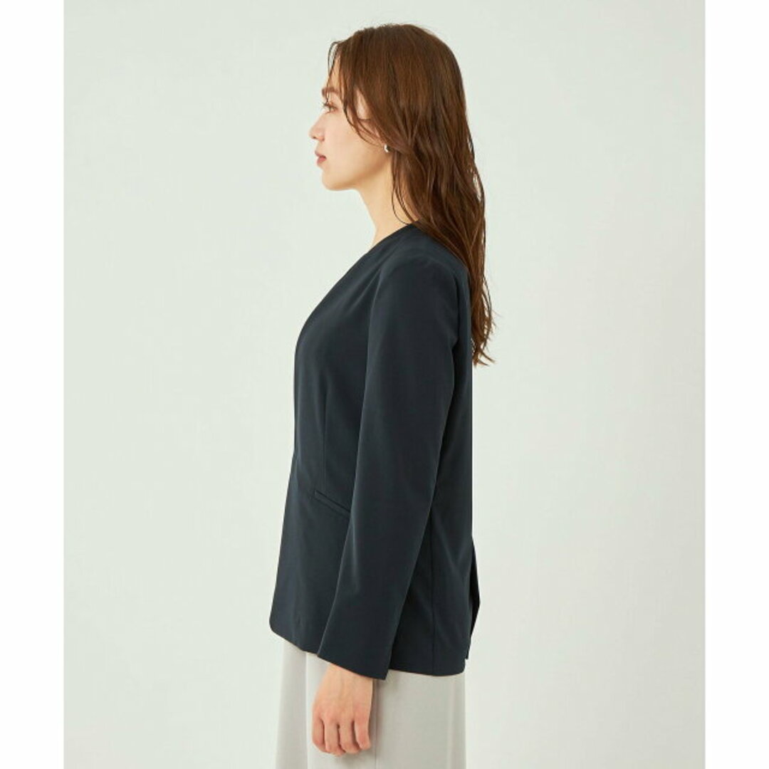 UNITED ARROWS green label relaxing(ユナイテッドアローズグリーンレーベルリラクシング)の【NAVY】ツイルストレッチ ノーラペル ジャケット ◇No13◇ -ストレッチ・接触冷感・防シワ- レディースのジャケット/アウター(ノーカラージャケット)の商品写真