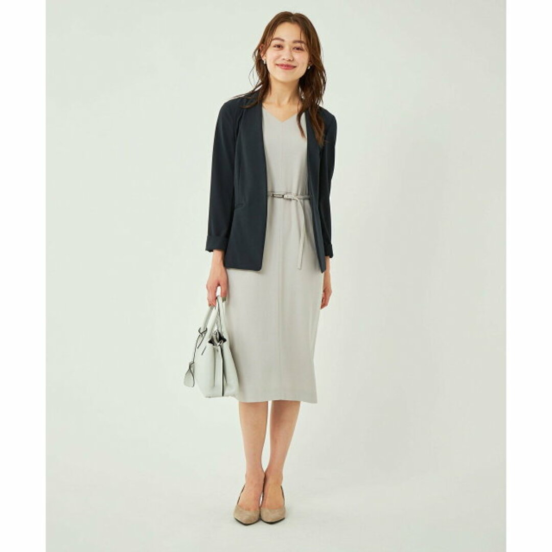 UNITED ARROWS green label relaxing(ユナイテッドアローズグリーンレーベルリラクシング)の【NAVY】ツイルストレッチ ノーラペル ジャケット ◇No13◇ -ストレッチ・接触冷感・防シワ- レディースのジャケット/アウター(ノーカラージャケット)の商品写真