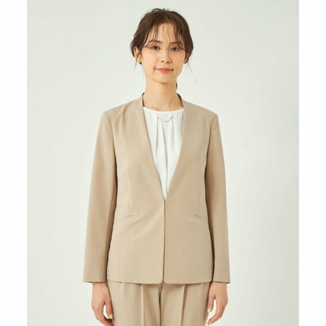 UNITED ARROWS green label relaxing(ユナイテッドアローズグリーンレーベルリラクシング)の【BEIGE】ツイルストレッチ ノーラペル ジャケット ◇No13◇ -ストレッチ・接触冷感・防シワ- レディースのジャケット/アウター(ノーカラージャケット)の商品写真