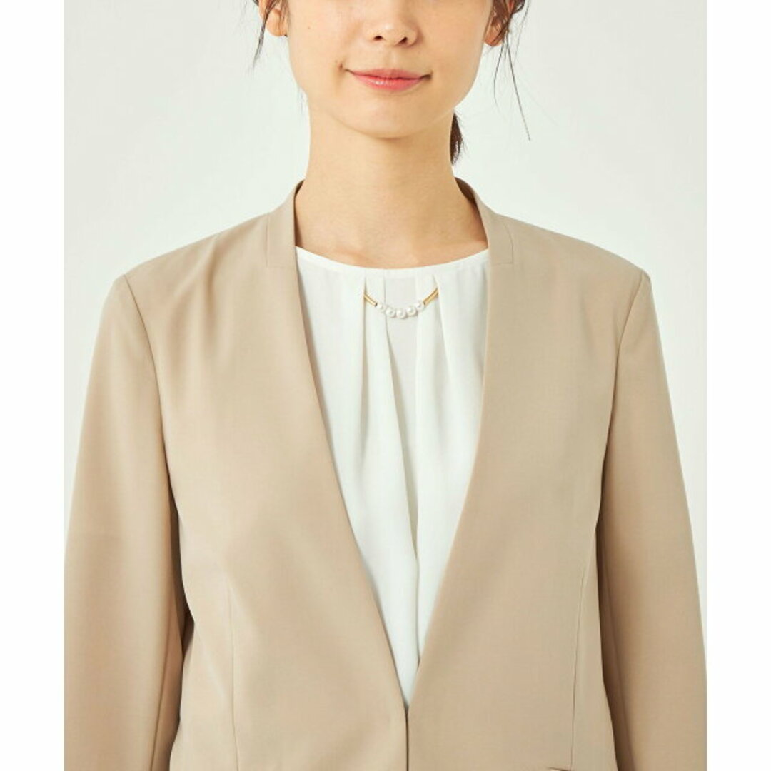 UNITED ARROWS green label relaxing(ユナイテッドアローズグリーンレーベルリラクシング)の【BEIGE】ツイルストレッチ ノーラペル ジャケット ◇No13◇ -ストレッチ・接触冷感・防シワ- レディースのジャケット/アウター(ノーカラージャケット)の商品写真