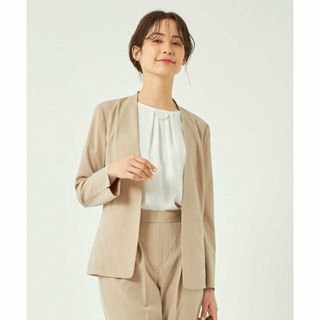 ユナイテッドアローズグリーンレーベルリラクシング(UNITED ARROWS green label relaxing)の【BEIGE】ツイルストレッチ ノーラペル ジャケット ◇No13◇ -ストレッチ・接触冷感・防シワ-(ノーカラージャケット)